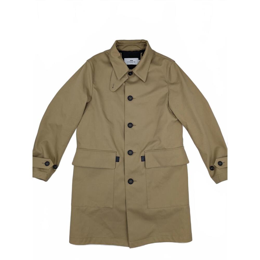 Coach Women’s Tan Walking Car Coat XS Khaki Fly Front Button Lined Designer NWOT